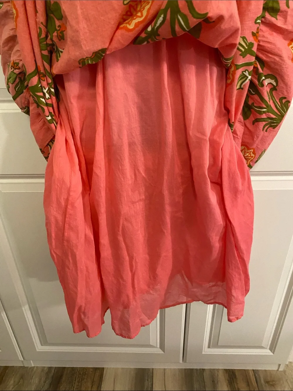 THML Pink Floral Maxi Dress with Olive Trim - Picture 7 of 13